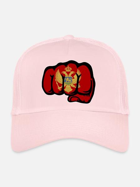 Montenegro Flag Fist - Trucker Cap - pale pink - Front