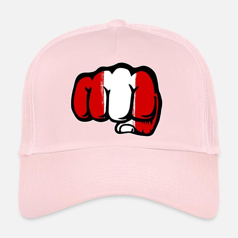 Peru Flag Fist Hand Trucker Cap