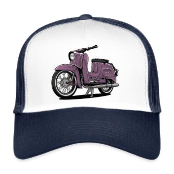 Schwalbe (blasslila) // Illustration - Trucker Cap - Weiß/Navy - Vorne