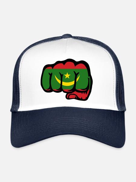 Poing du drapeau de la Mauritanie - Casquette trucker  - blanc/marine - Devant
