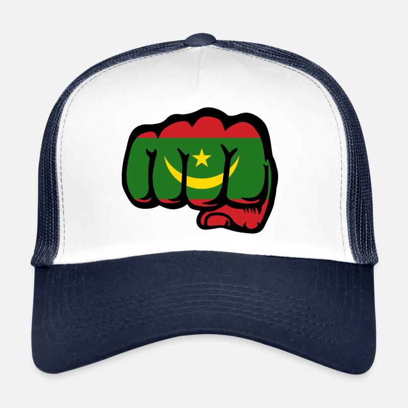 Poing du drapeau de la Mauritanie - Casquette trucker  - blanc/marine