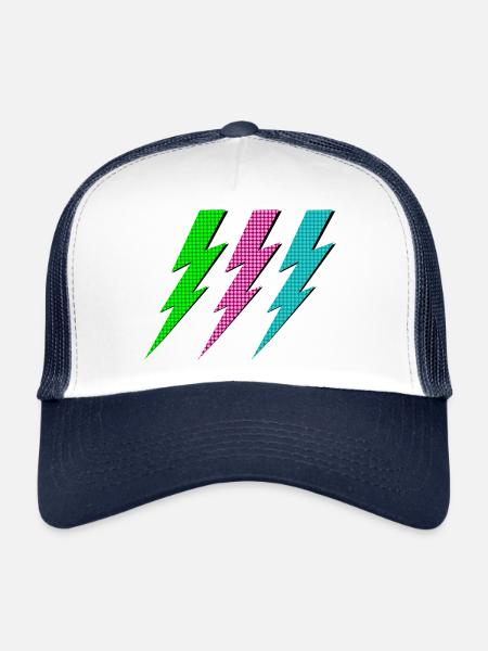 Three lightning bolts - Trucker Cap - white/navy - Front