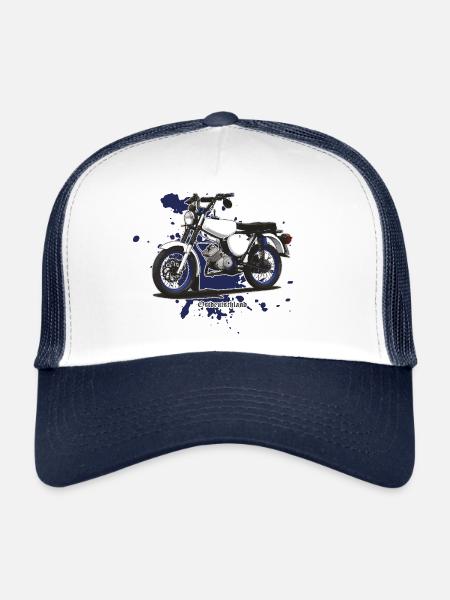 S51 (blanc) // Illustration - Casquette trucker  - blanc/marine - Devant