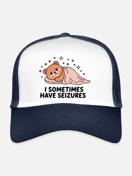 Bear with Seizures Awareness - Trucker Cap - white/navy - Front
