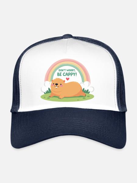 Dont Worry Be Cappy - Trucker Cap - white/navy - Front