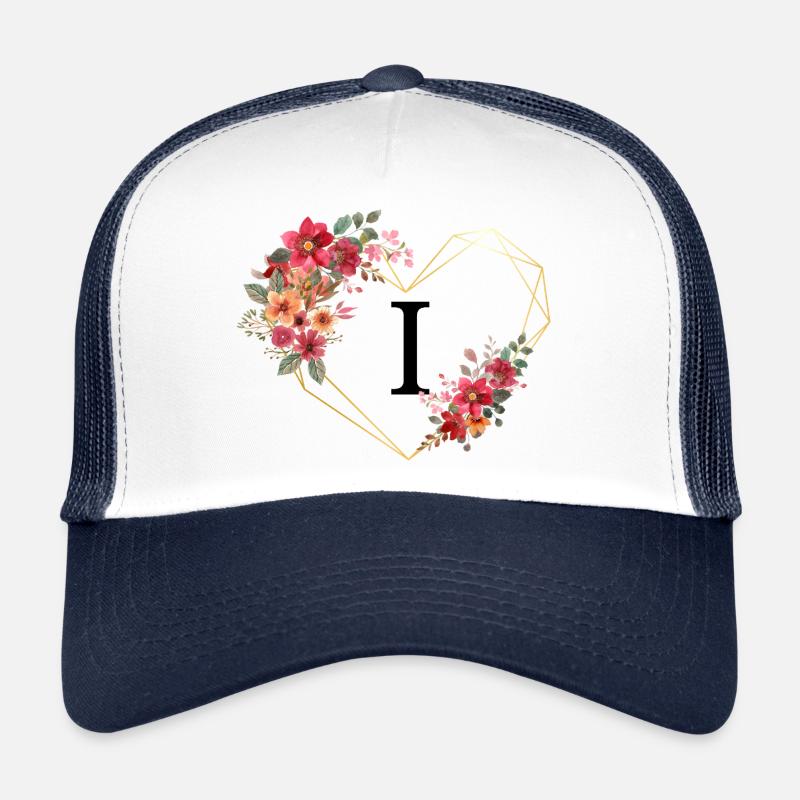 Buchstabe i florales goldenes Herz Trucker Cap