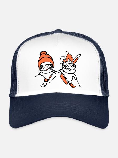 Bunny Bird Birthing Team Ski Bunny Ski Goggles Cap - Trucker Cap - white/navy - Front