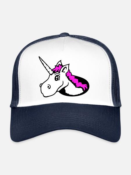 Unicorn Floor Hole Funny Smile Comic Cartoon - Trucker Cap - white/navy - Front