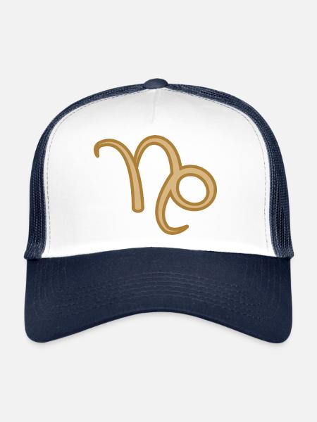 Capricorn Zodiac Symbol Two Tone Golden - Trucker Cap - white/navy