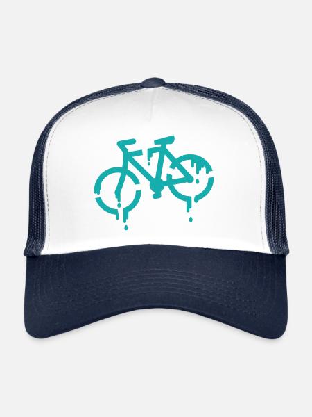 pochoir vélo - Casquette trucker  - blanc/marine - Devant