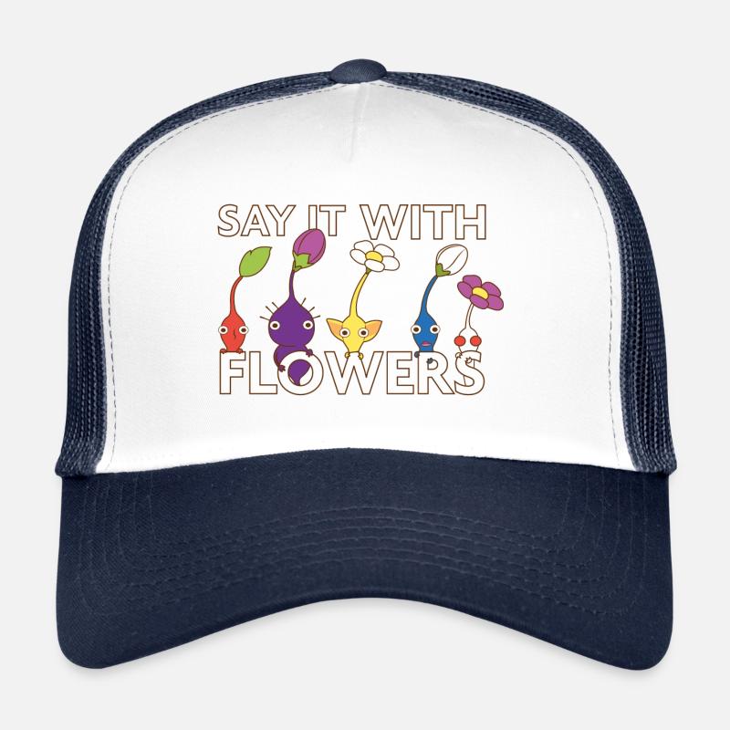 Dis le avec des fleurs - Casquette trucker  - blanc/marine
