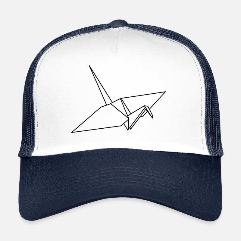 Kranich Origami - Trucker Cap - Weiß/Navy
