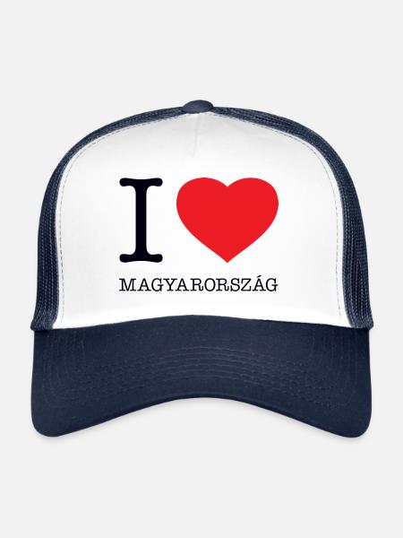 J’AIME MAGYARORSZAG Hongrie Ungarn - Casquette trucker  - blanc/marine - Devant