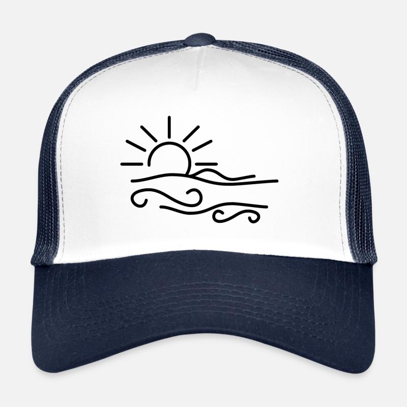 Sonnenuntergang am Meer/See - Trucker Cap - Weiß/Navy