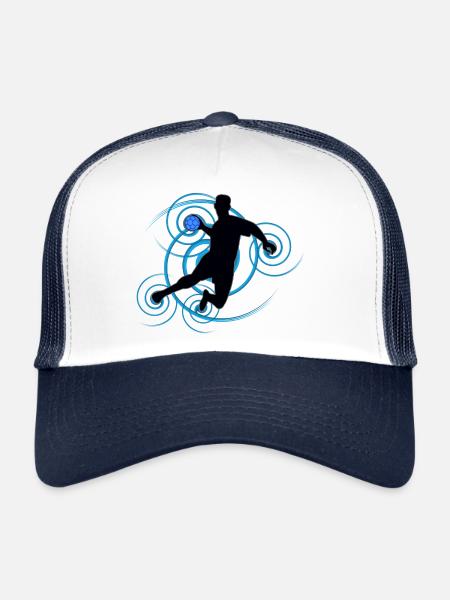 conception de Handball (vertèbres) 01 - Casquette trucker  - blanc/marine - Devant
