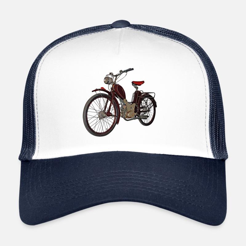 DDR Moped aus Suhl SR 1 - Trucker Cap - Weiß/Navy