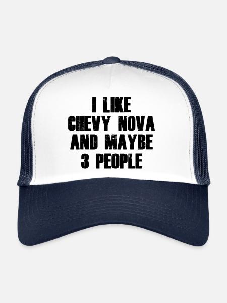 J’AIME CHEVY NOVA ET PEUT-ÊTRE 3 PERSONNES - Casquette trucker  - blanc/marine - Devant