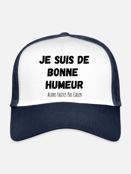 je suis de bonne humeur - Casquette trucker  - blanc/marine - Devant