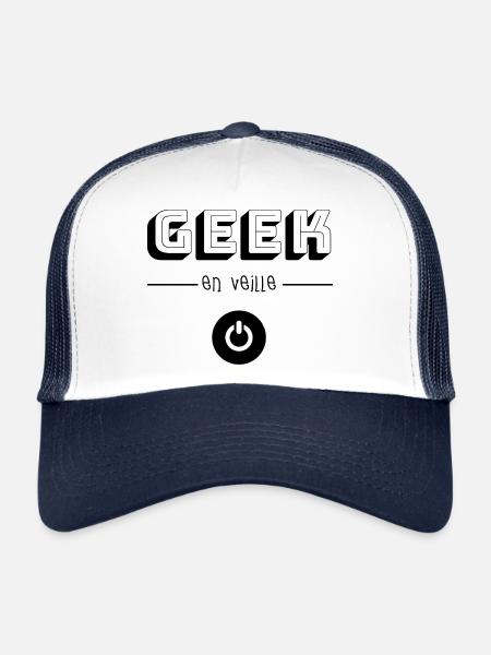 Geek en Veille - Casquette trucker  - blanc/marine - Devant