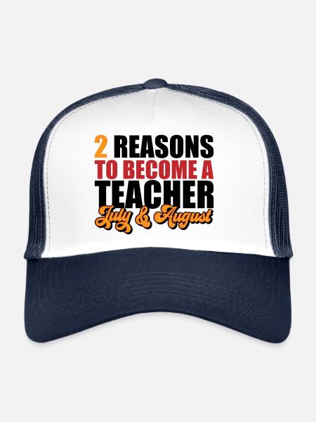 2 raisons de devenir enseignant | Les couleurs peuvent être modifiées - Casquette trucker  - blanc/marine - Devant