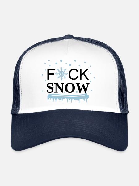 Je déteste la neige, je déteste l’hiver - Fuck Snow - Casquette trucker  - blanc/marine - Devant
