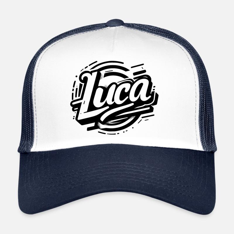Luca Nom de famille Prénom Graffiti - Casquette trucker - blanc/marine