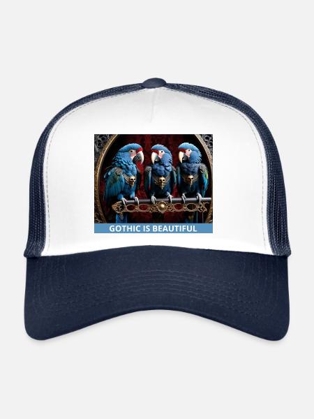 Gothic Blue Parrots - Trucker Cap - white/navy - Front