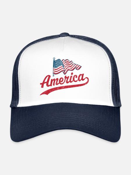 Drapeau de l’Amérique - Casquette trucker  - blanc/marine - Devant