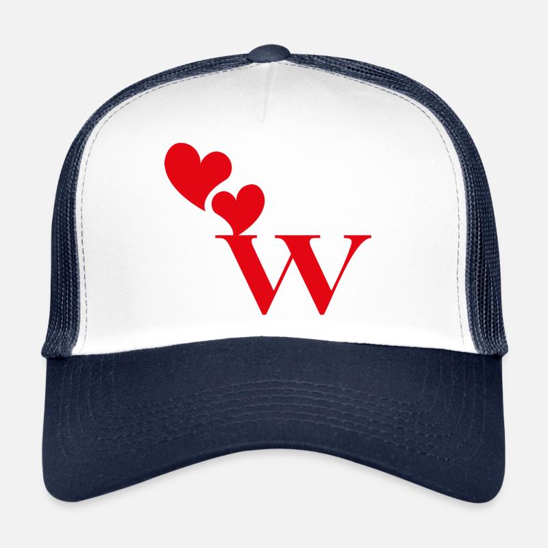 Buchstabe w Rotes Herz Trucker Cap