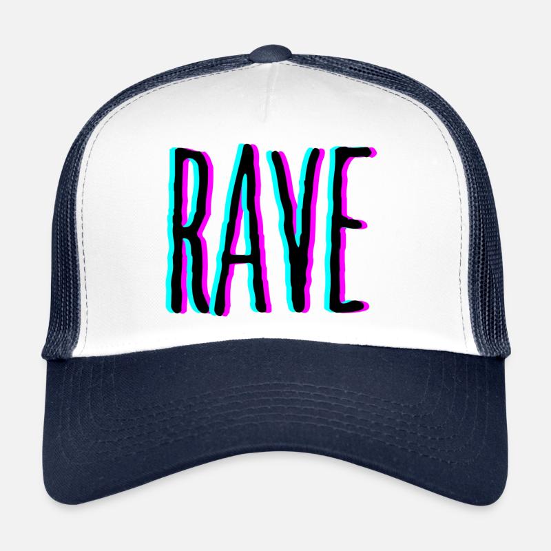 Rave - Raver Shirt - Trucker Cap - Weiß/Navy
