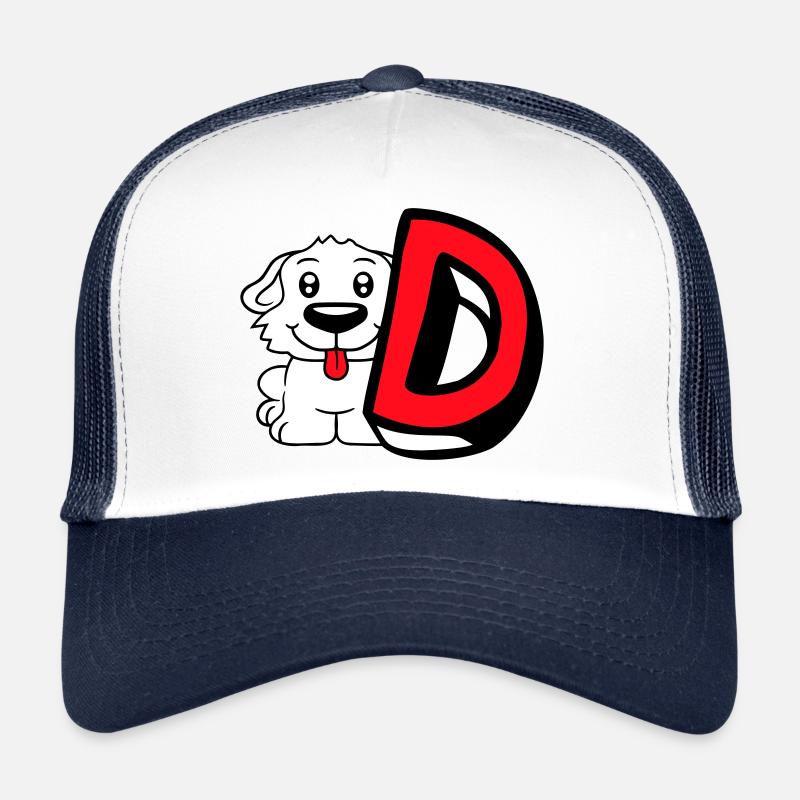 Dog D Letter Dog Sitting Small Dog Cute Trucker Cap