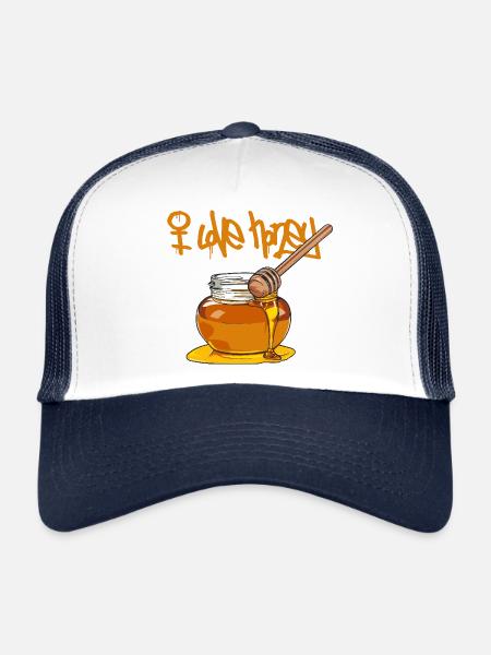 I love honey // Illustration - Trucker Cap - white/navy - Front