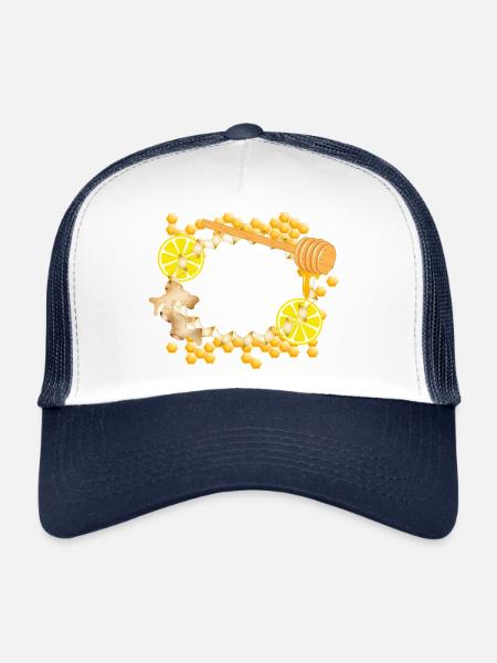 Ginger-Lemon-Honey Frame – Feel-Good Motif - Trucker Cap - white/navy - Front