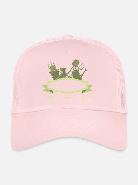 Bannière de jardin décorative avec outils - Casquette trucker  - rose pâle - Devant