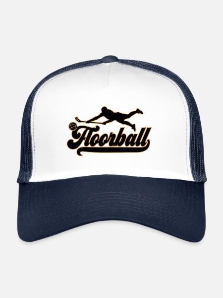 Les couleurs peuvent être modifiées | Joueur de Floorball Floorball - Casquette trucker  - blanc/marine - Devant