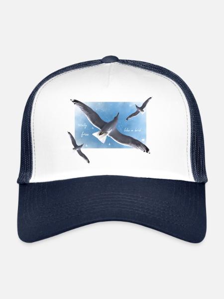 be free as a bird - Trucker Cap - white/navy - Front