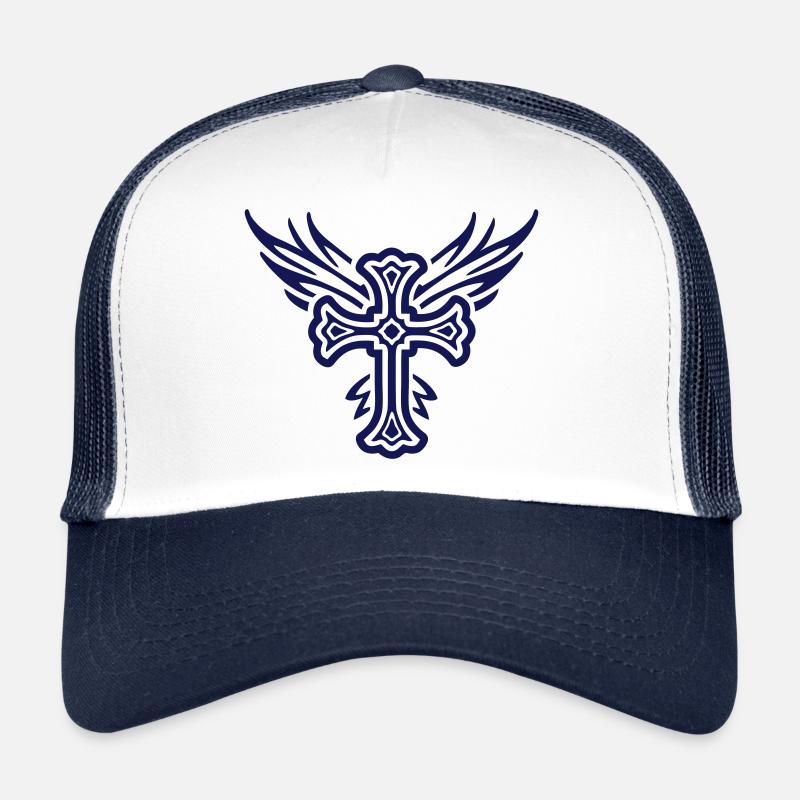 Kryds 03.2 - Trucker cap - hvid/marineblå
