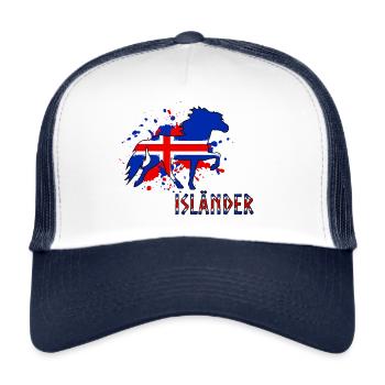 Isländer im Tölt mit Text - Trucker Cap - Weiß/Navy - Vorne