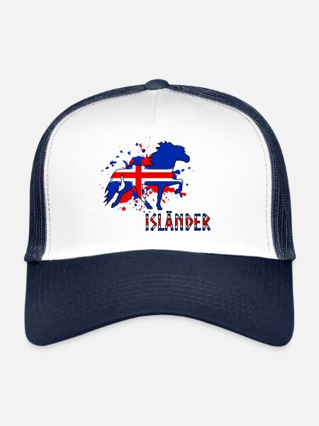 Isländer im Tölt mit Text - Trucker Cap - Weiß/Navy - Vorne