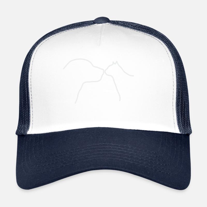 Chat chien - Casquette trucker  - blanc/marine
