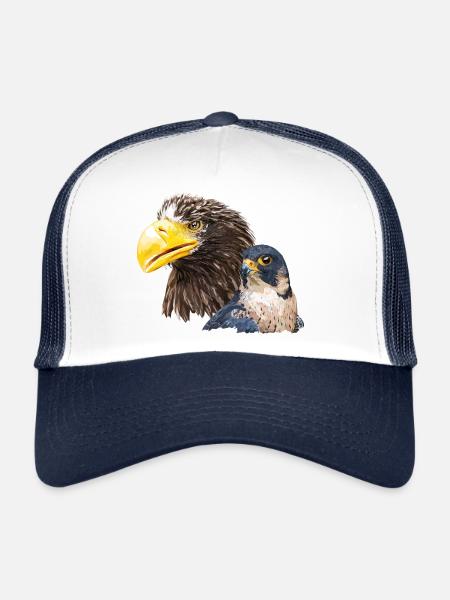 Pigargo géant et faucon pèlerin - Casquette trucker  - blanc/marine - Devant