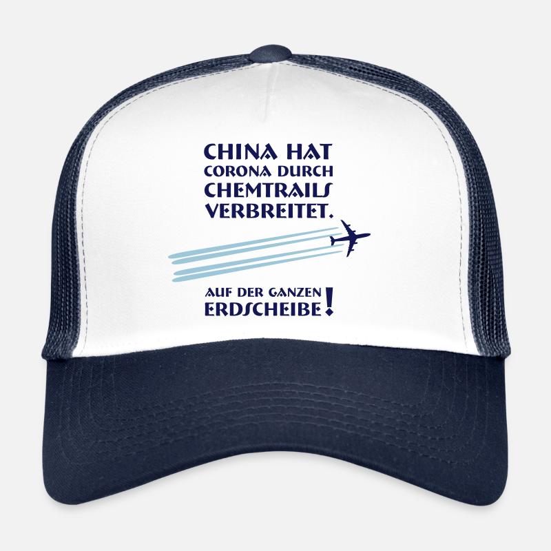 China Chemtrails mit Flugzeug - Trucker Cap - Weiß/Navy
