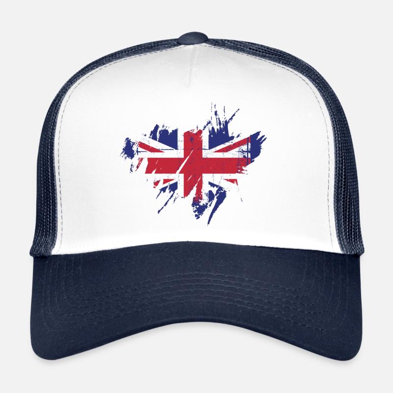 britische Flagge - Trucker Cap - Weiß/Navy