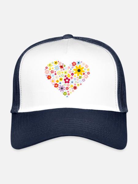 Coeur de fleur - Casquette trucker  - blanc/marine - Devant