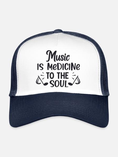 La musique est la médecine de la - Casquette trucker  - blanc/marine - Devant