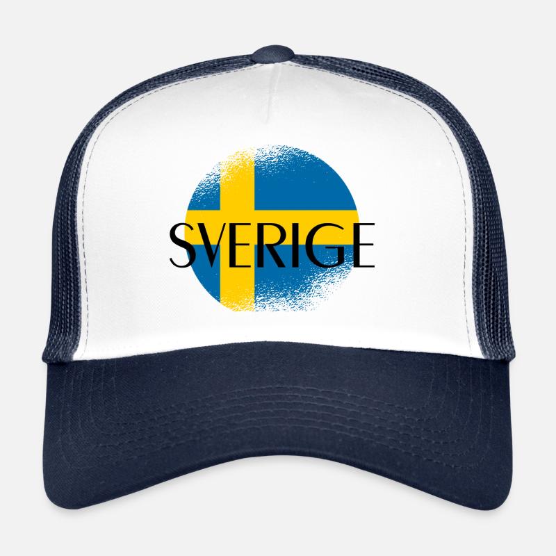 Sweden ,Sverige .Schweden - Trucker Cap - Weiß/Navy