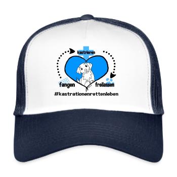 Tierschutz-Spendenaktion - Trucker Cap - Weiß/Navy - Vorne
