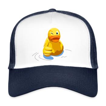 Duck - Duck - Wink Face with thumbs up - Trucker Cap - white/navy - Front