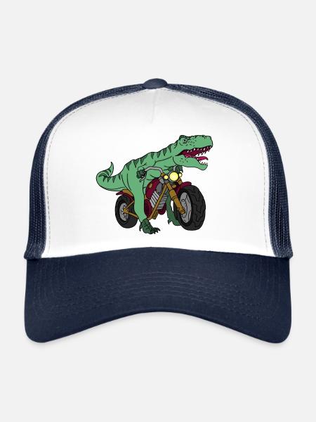 Moto dinosaure - Casquette trucker - blanc/marine