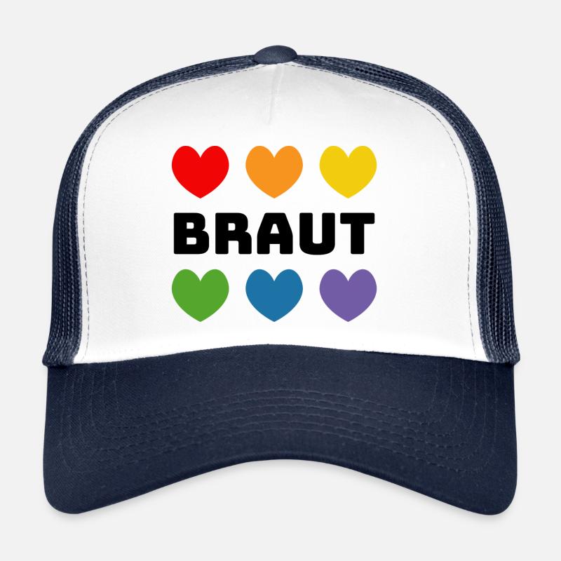 Regenbogenherzchen Braut schwarz Trucker Cap